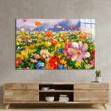 Flowers Monet Meadow 2 Glass Wall Art - CreoGlass E-Shop