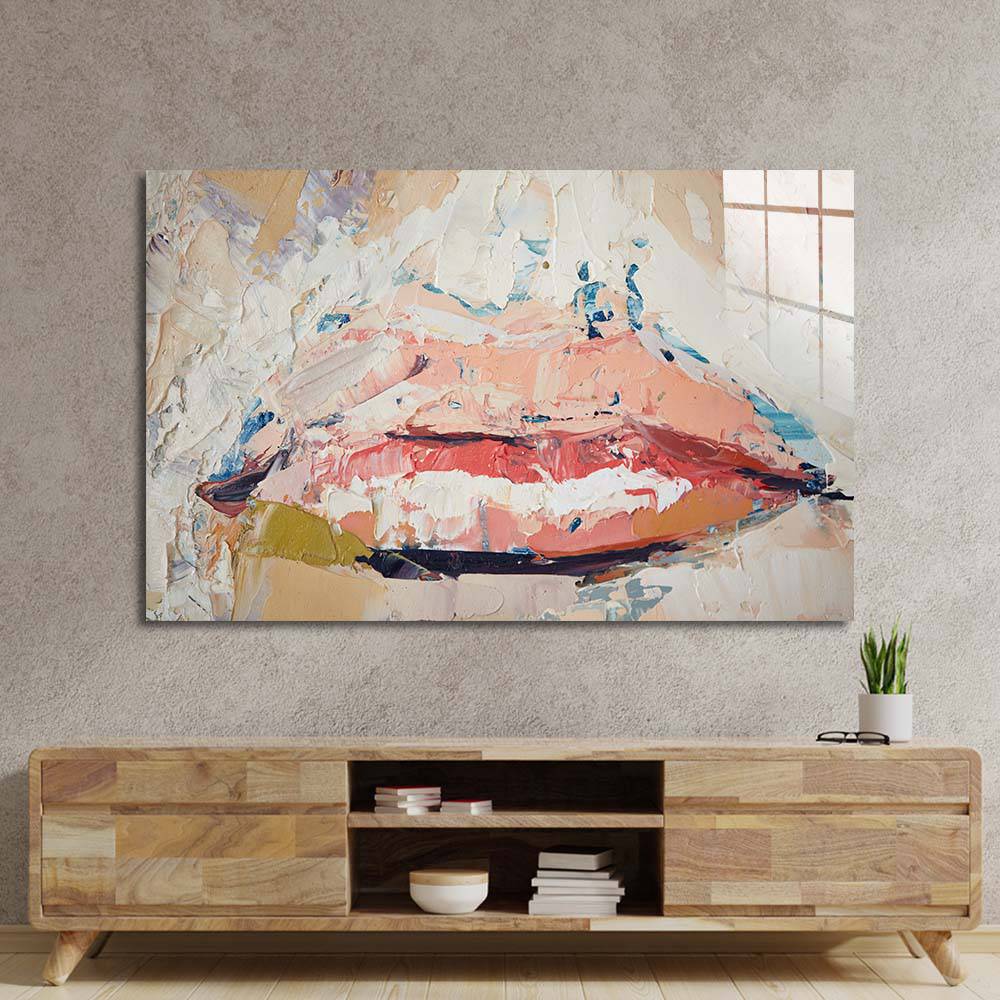 Fragmented Lips Glass Wall Art - CreoGlass E-Shop