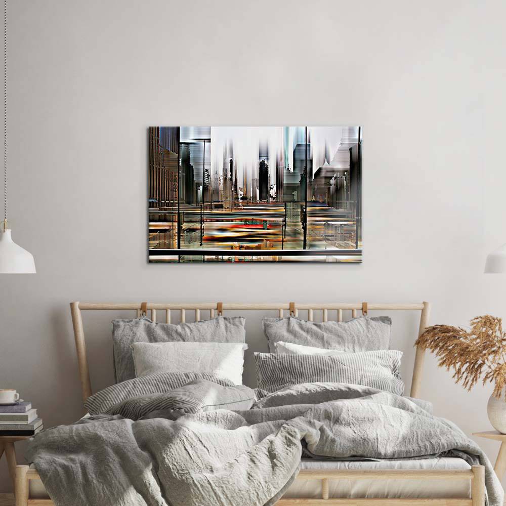Glitched Cityscape Glass Wall Art - CreoGlass E-Shop
