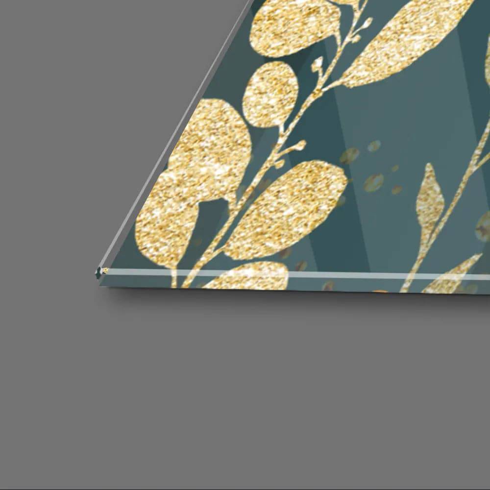 Gold Flowering Stag Glass Wall Art - CreoGlass E-Shop