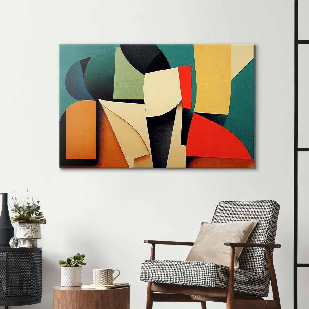 Grunge Abstract Geometric Shapes Glass Wall Art - CreoGlass E-Shop