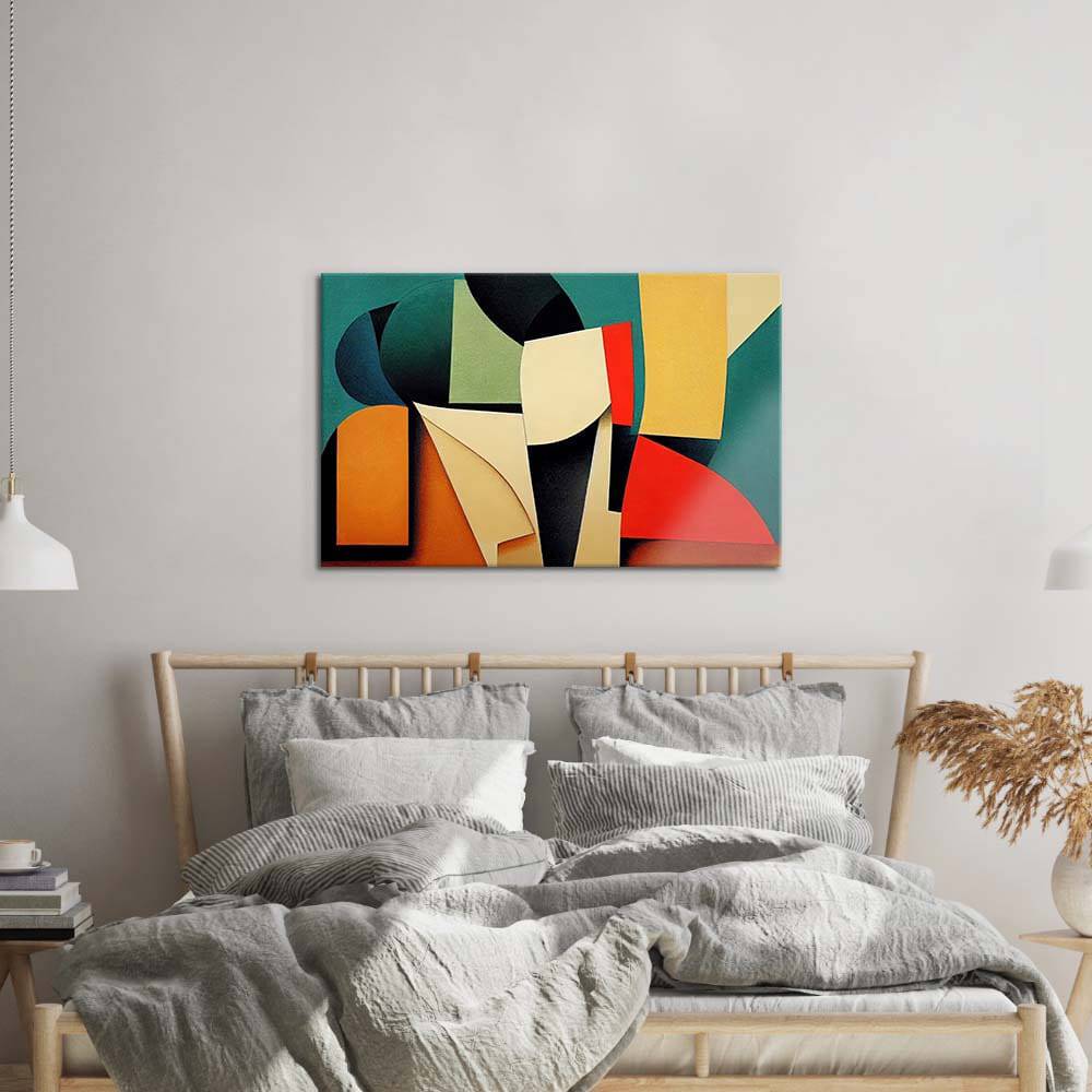 Grunge Abstract Geometric Shapes Glass Wall Art - CreoGlass E-Shop