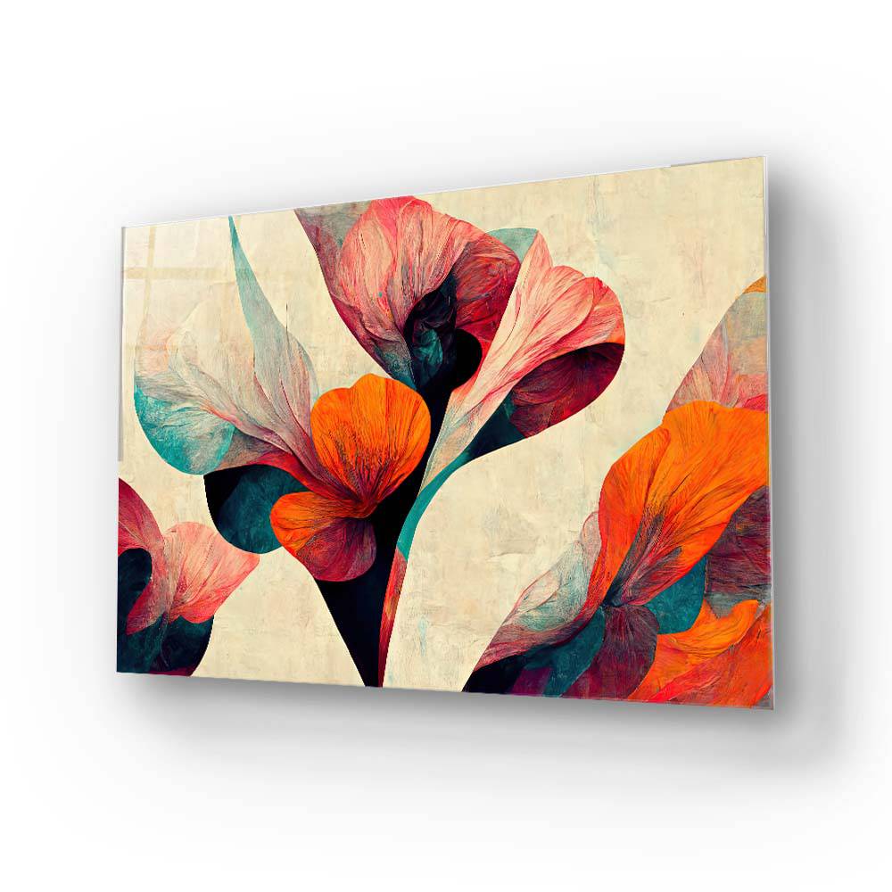 Grunge Paper Calla Lily Glass Wall Art - CreoGlass E-Shop
