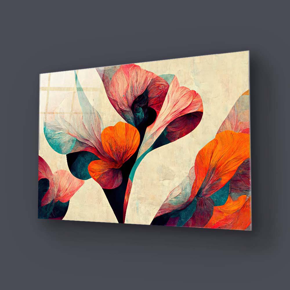 Grunge Paper Calla Lily Glass Wall Art - CreoGlass E-Shop