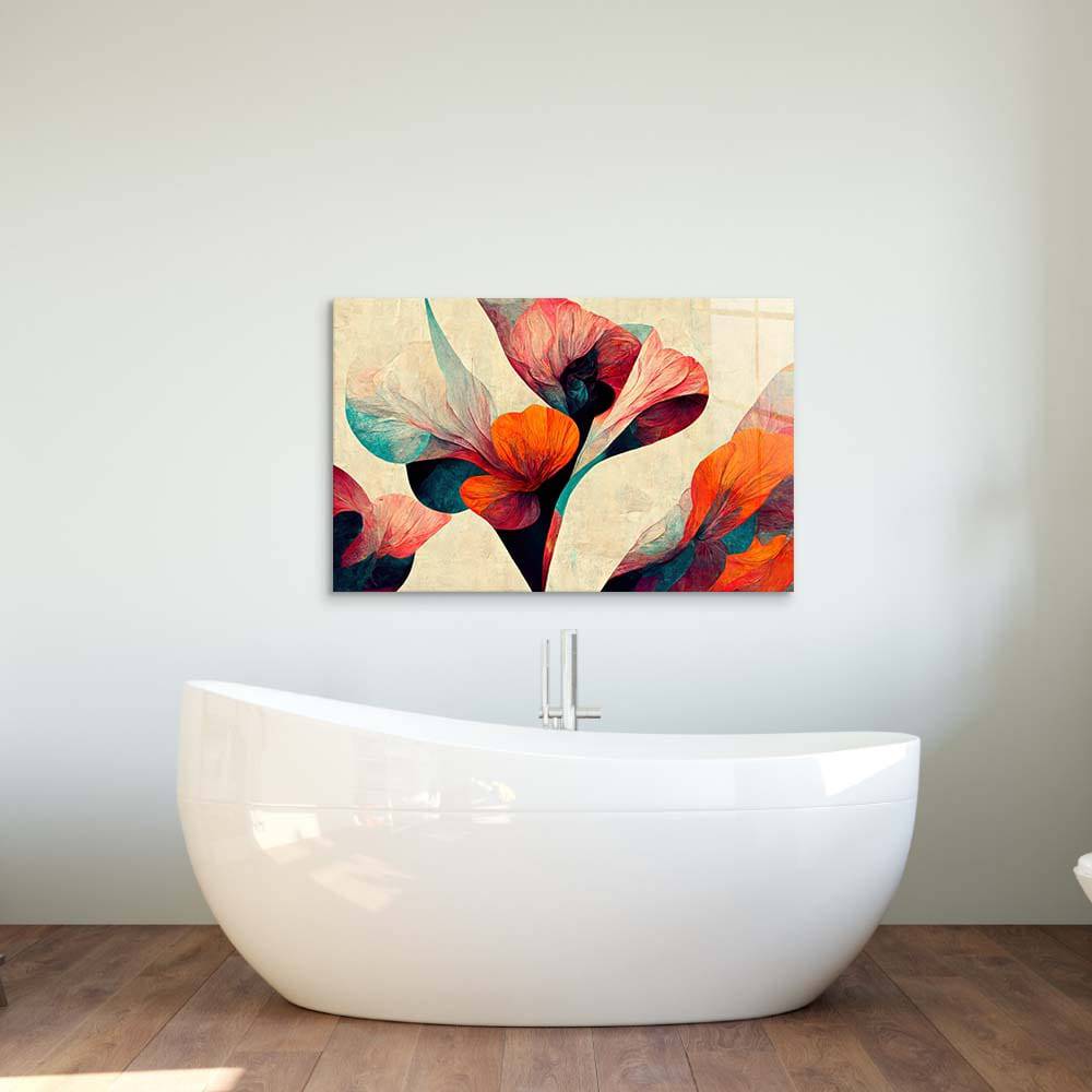 Grunge Paper Calla Lily Glass Wall Art - CreoGlass E-Shop