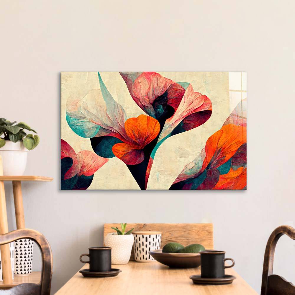 Grunge Paper Calla Lily Glass Wall Art - CreoGlass E-Shop