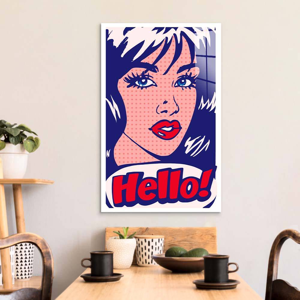 Hello! Retro Glass Wall Art - CreoGlass E-Shop