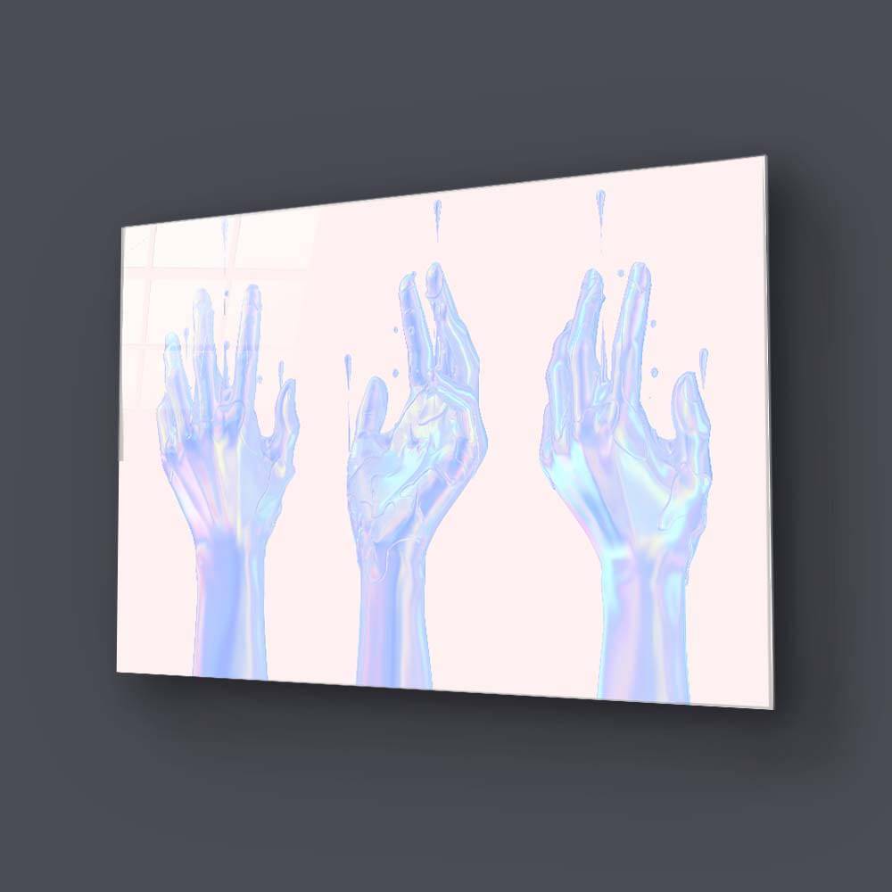 Holographic Hands Glass Wall Art - CreoGlass E-Shop