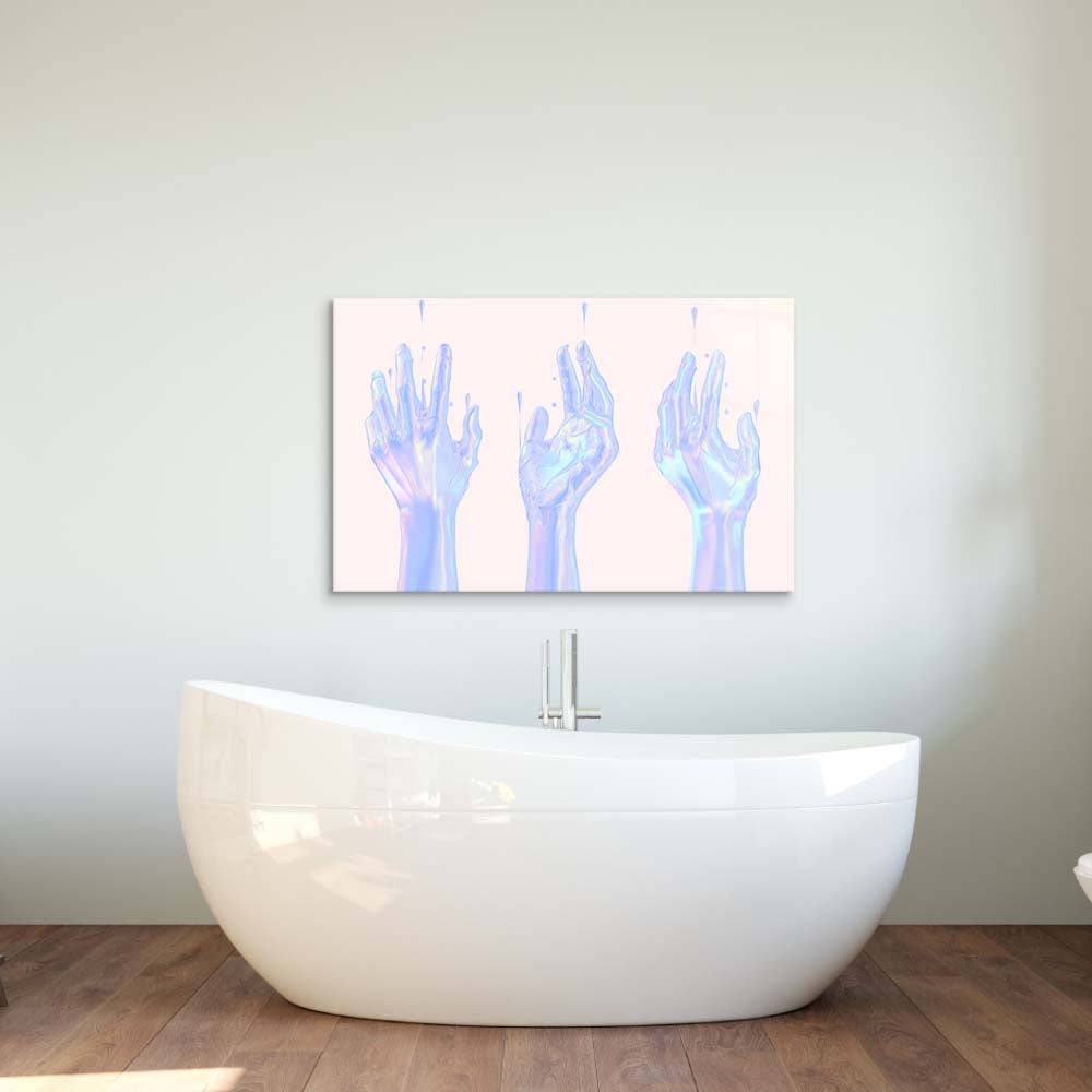 Holographic Hands Glass Wall Art - CreoGlass E-Shop