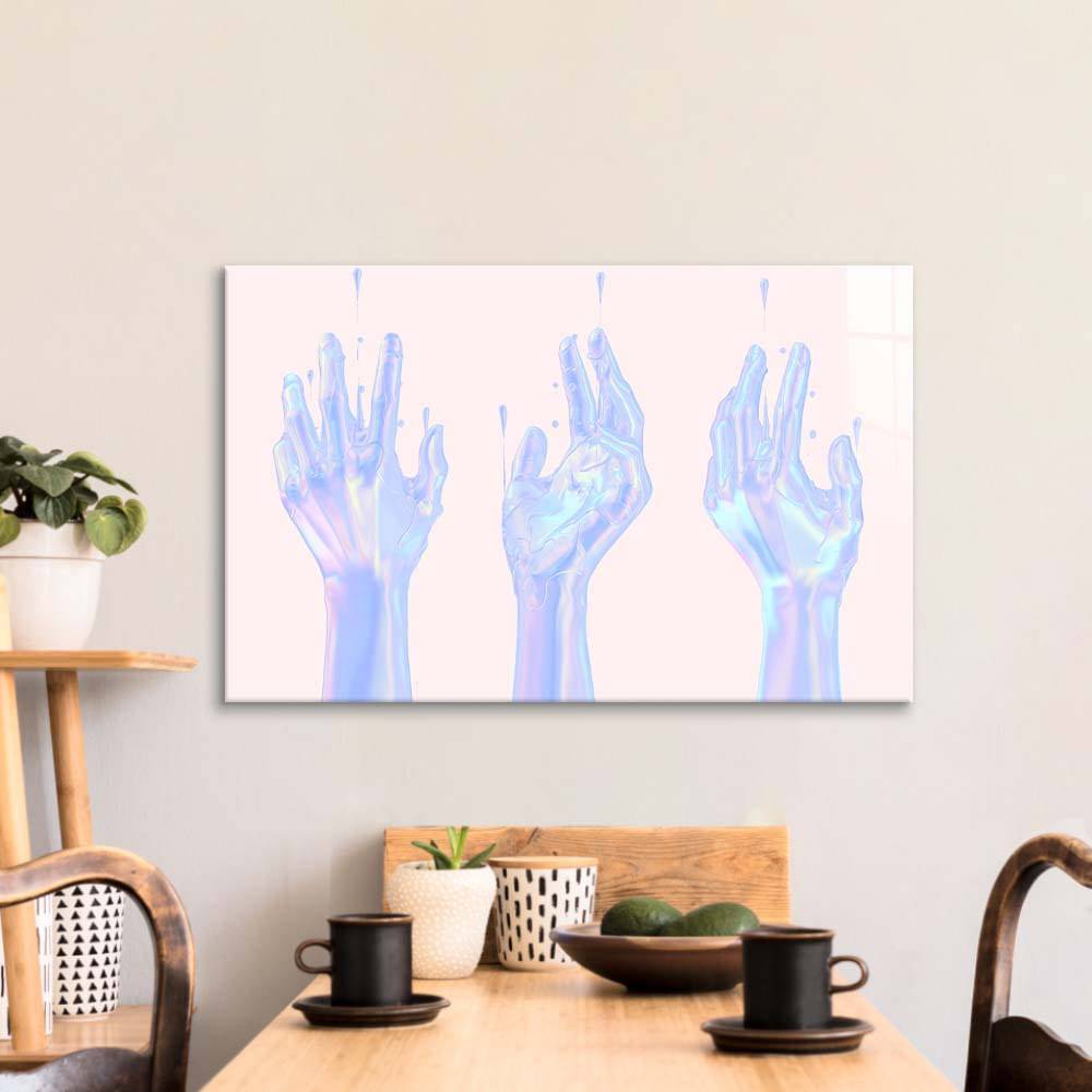 Holographic Hands Glass Wall Art - CreoGlass E-Shop