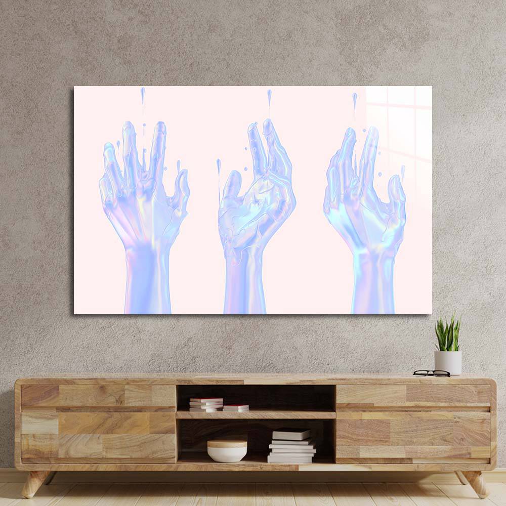 Holographic Hands Glass Wall Art - CreoGlass E-Shop