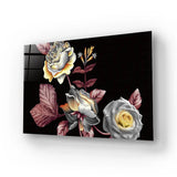 Manual Ornament Watercolour Flowers Roses Texture Glass Wall Art - CreoGlass E-Shop