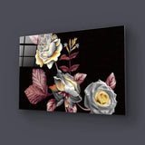 Manual Ornament Watercolour Flowers Roses Texture Glass Wall Art - CreoGlass E-Shop