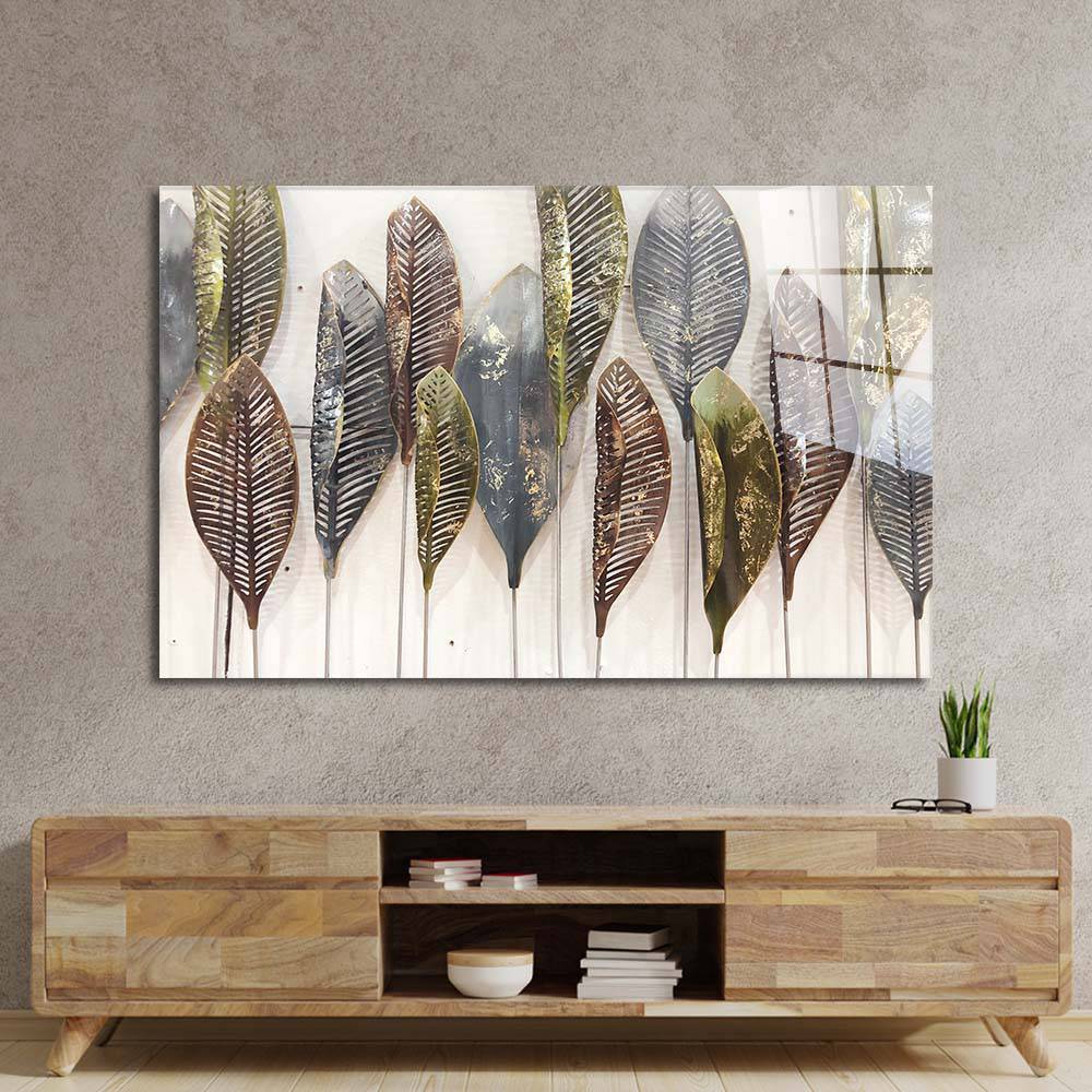Multi-coloured Leaves Glass Wall Art - CreoGlass E-Shop