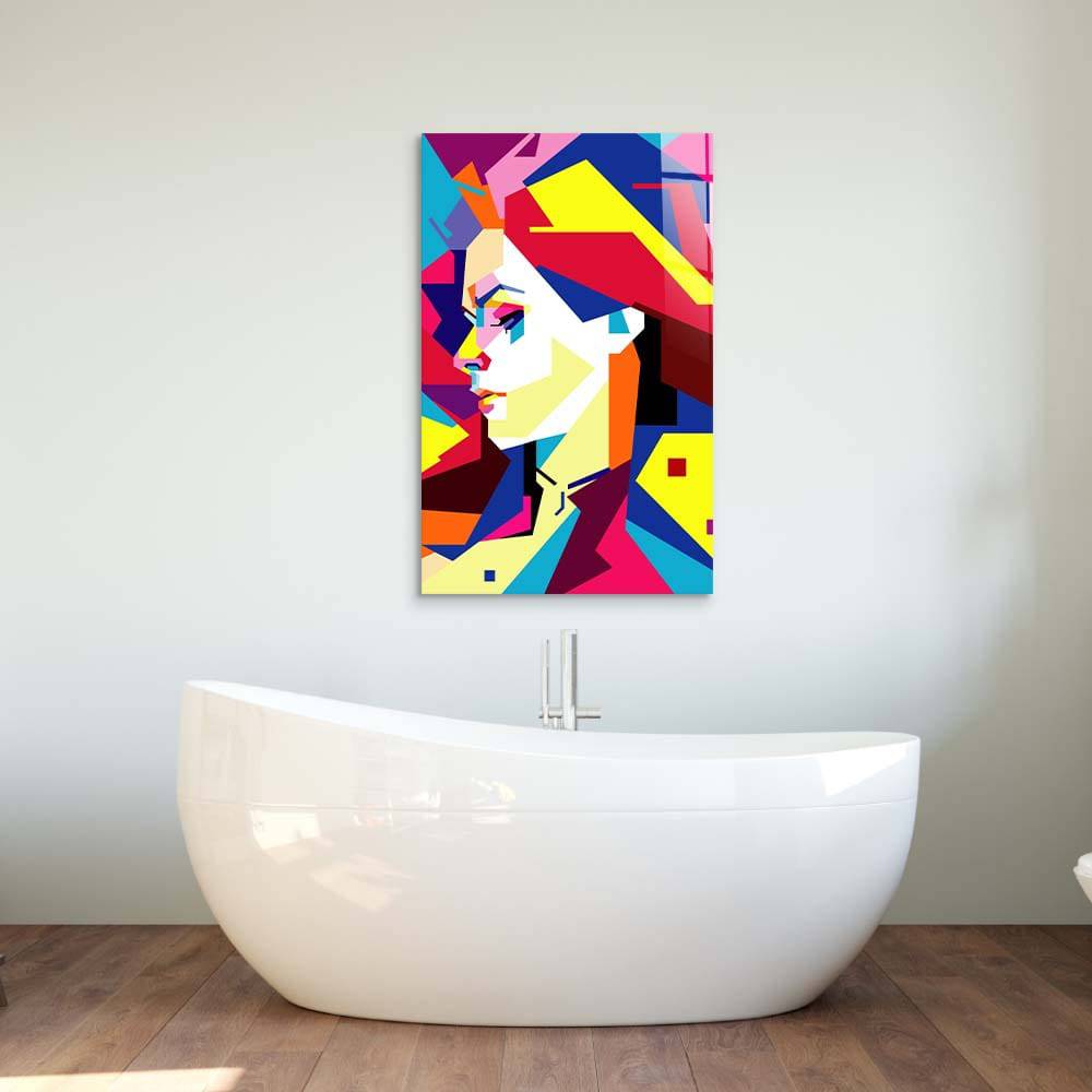 Neon Pop Art Girl Glass Wall Art - CreoGlass E-Shop