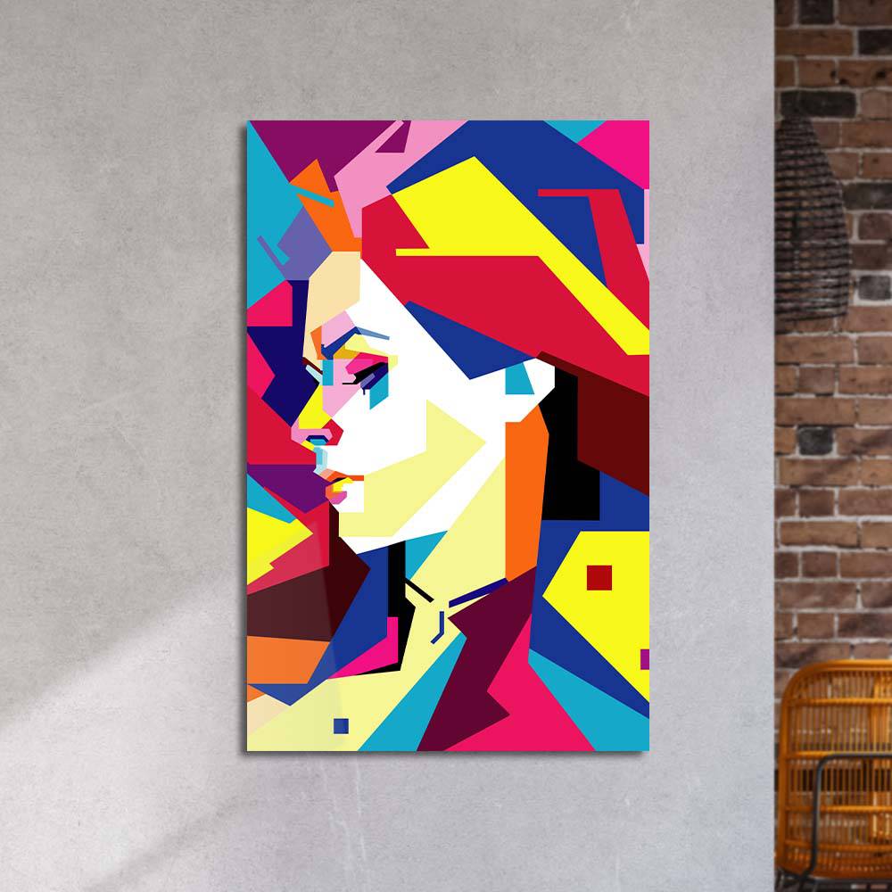 Neon Pop Art Girl Glass Wall Art - CreoGlass E-Shop