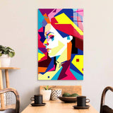 Neon Pop Art Girl Glass Wall Art - CreoGlass E-Shop