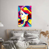 Neon Pop Art Girl Glass Wall Art - CreoGlass E-Shop