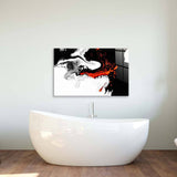 Orange and Black Liquid Marble Glass Wall Art - CreoGlass E-Shop