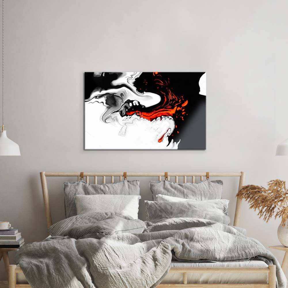 Orange and Black Liquid Marble Glass Wall Art - CreoGlass E-Shop