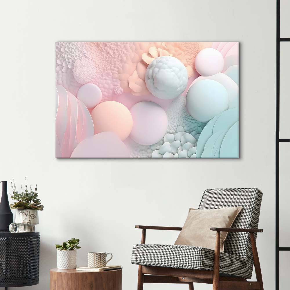 Pastel 3D Bubbles Glass Wall Art - CreoGlass E-Shop