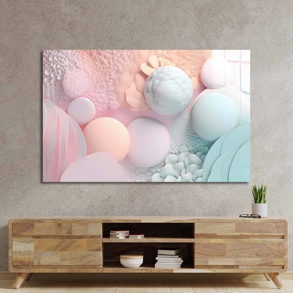 Pastel 3D Bubbles Glass Wall Art - CreoGlass E-Shop