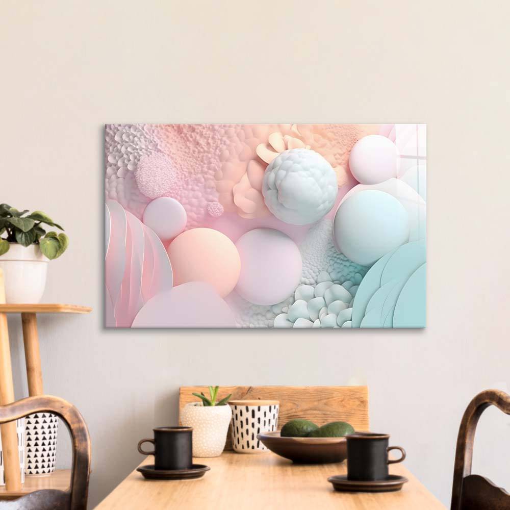 Pastel 3D Bubbles Glass Wall Art - CreoGlass E-Shop