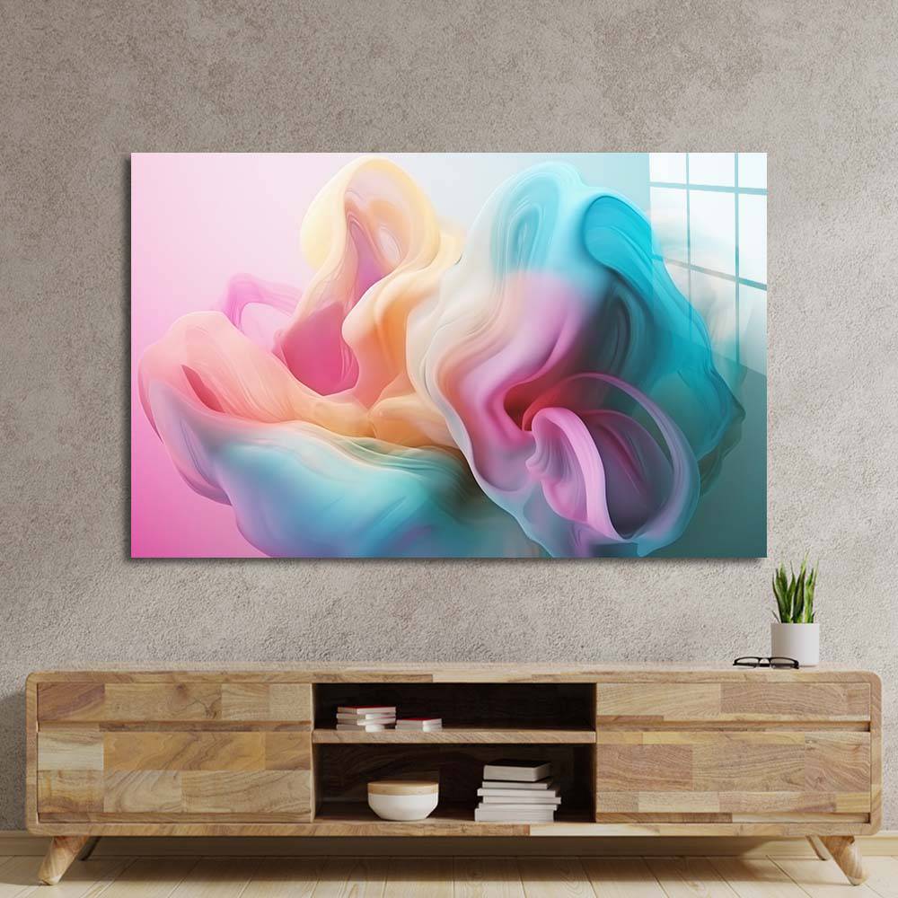 Pastel 3D Cloud 2 Glass Wall Art - CreoGlass E-Shop