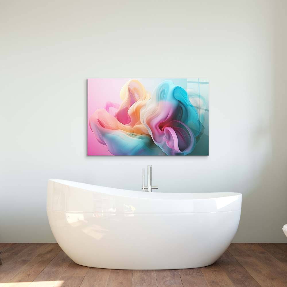 Pastel 3D Cloud 2 Glass Wall Art - CreoGlass E-Shop