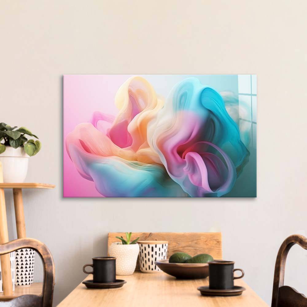 Pastel 3D Cloud 2 Glass Wall Art - CreoGlass E-Shop