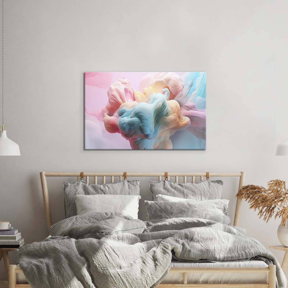 Pastel 3D Clouds 3 Glass Wall Art - CreoGlass E-Shop
