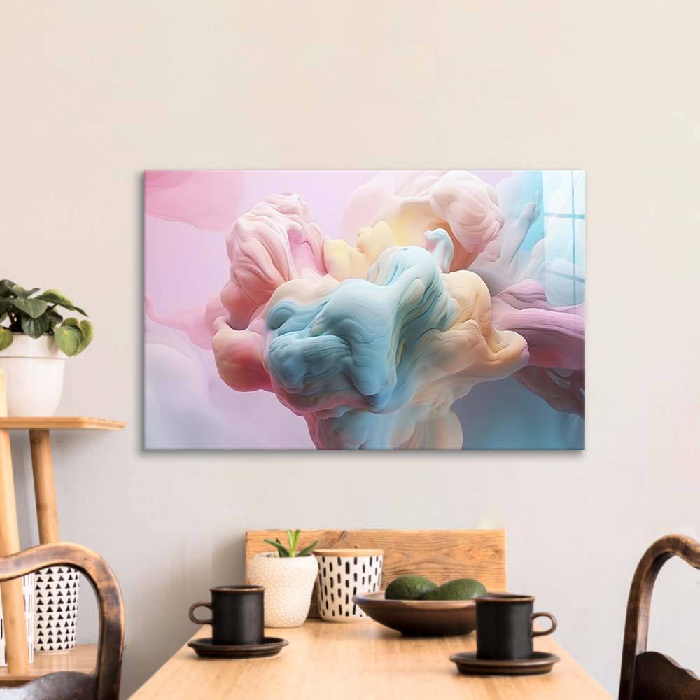 Pastel 3D Clouds 3 Glass Wall Art - CreoGlass E-Shop
