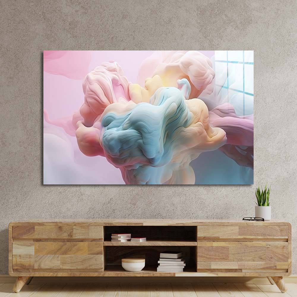 Pastel 3D Clouds 3 Glass Wall Art - CreoGlass E-Shop