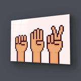 Pixel Rock, Paper, Scissors Glass Wall Art - CreoGlass E-Shop