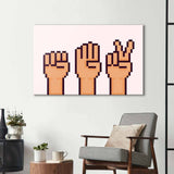 Pixel Rock, Paper, Scissors Glass Wall Art - CreoGlass E-Shop