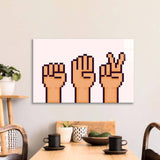 Pixel Rock, Paper, Scissors Glass Wall Art - CreoGlass E-Shop