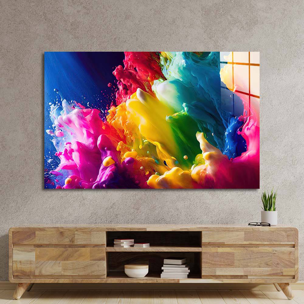 Rainbow Splash Glass Wall Art - CreoGlass E-Shop