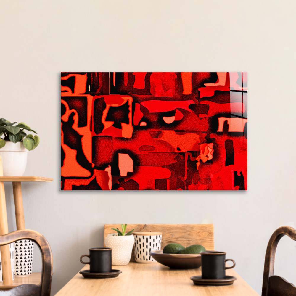 Red Abstraction Glass Wall Art - CreoGlass E-Shop