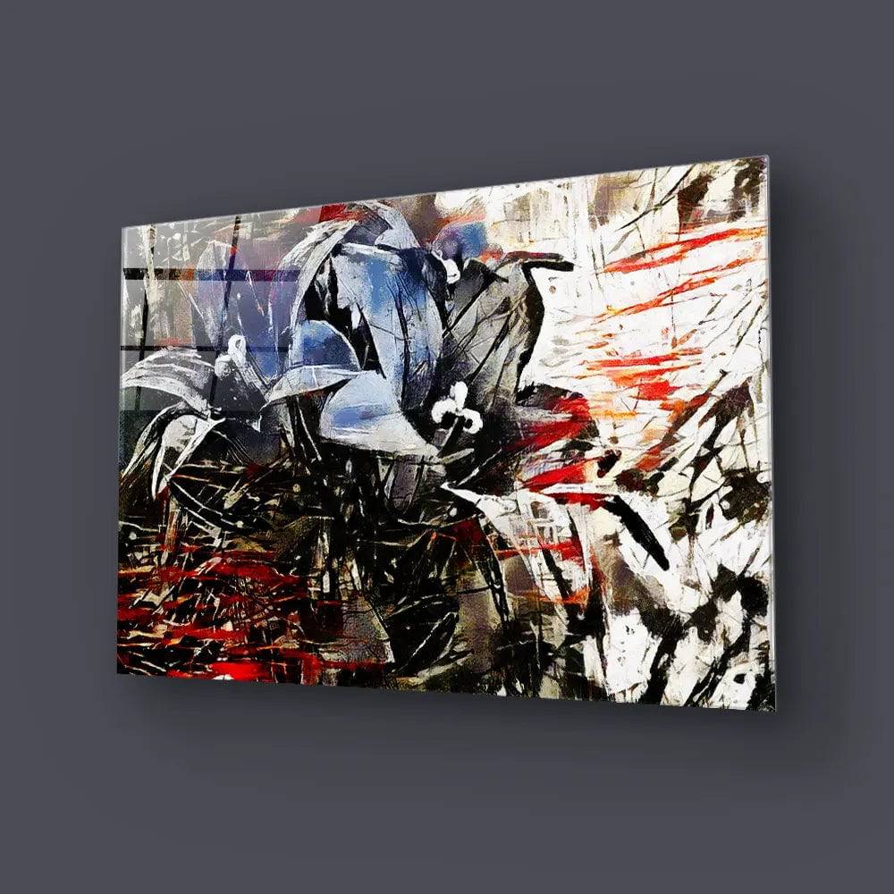 Red Black Abstract Flowers Bouquets Pollard Glass Wall Art - CreoGlass E-Shop