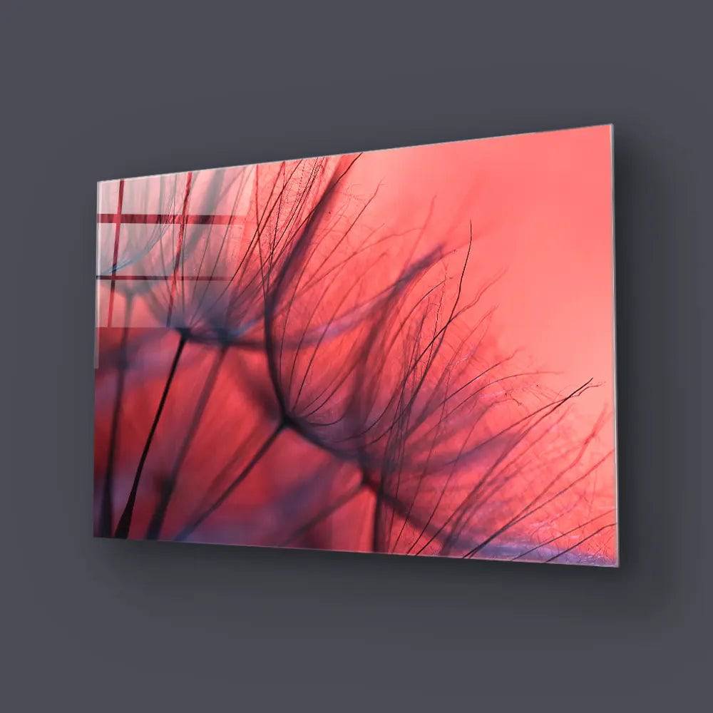 Red Dandelion Glass Wall Art - CreoGlass E-Shop
