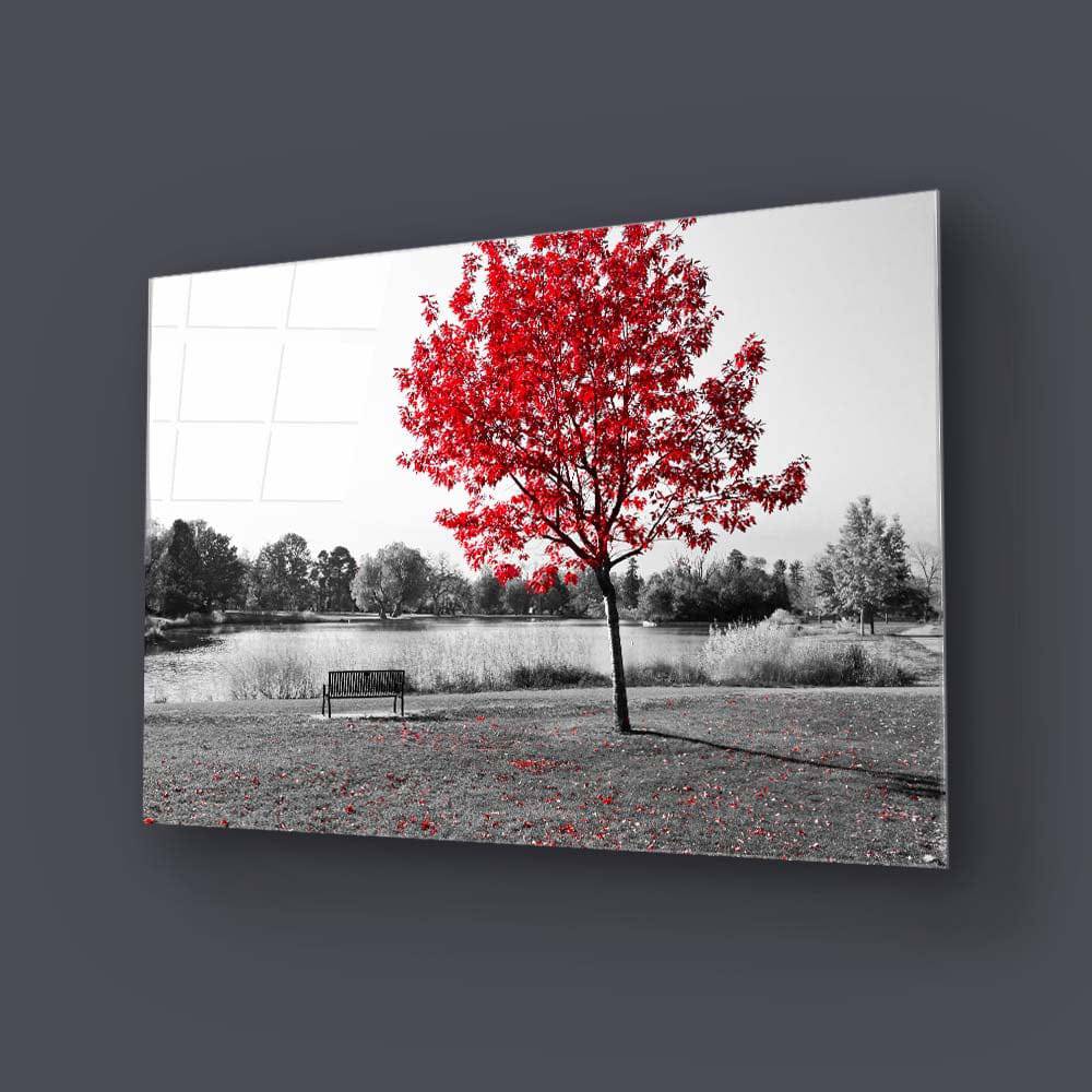 Red Maple Tree Glass Wall Art - CreoGlass E-Shop