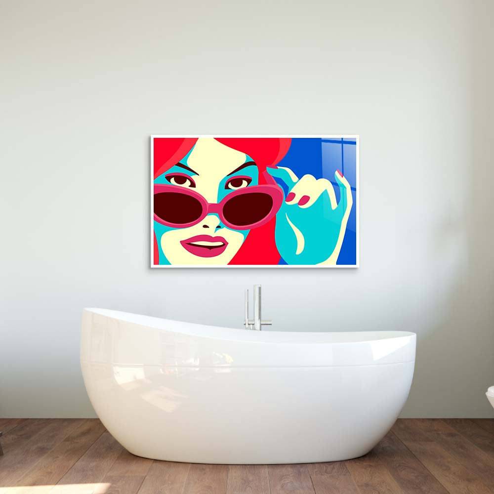 Retro Red Sunglasses Glass Wall Art - CreoGlass E-Shop