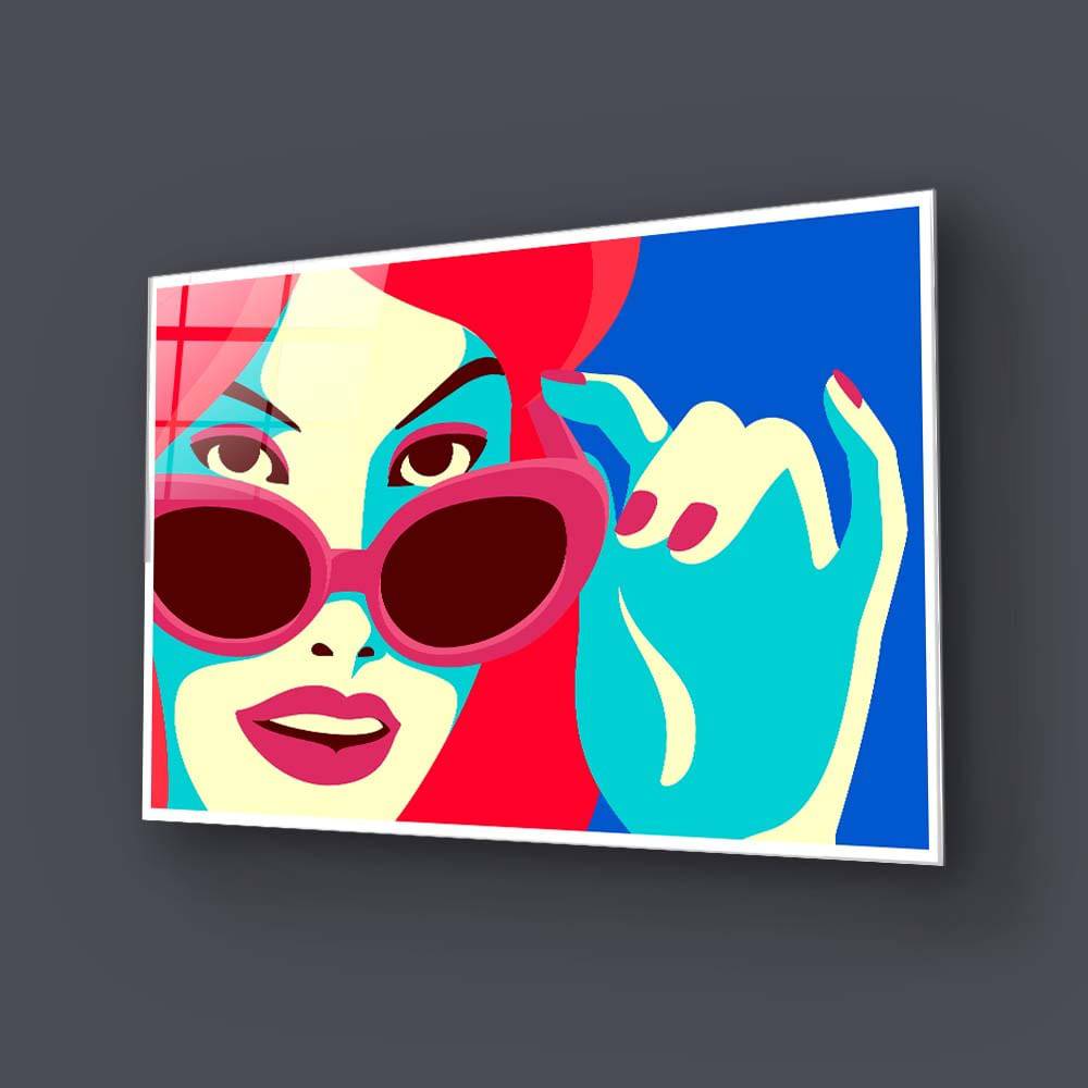 Retro Red Sunglasses Glass Wall Art - CreoGlass E-Shop