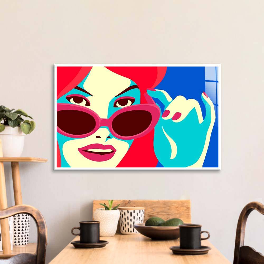 Retro Red Sunglasses Glass Wall Art - CreoGlass E-Shop
