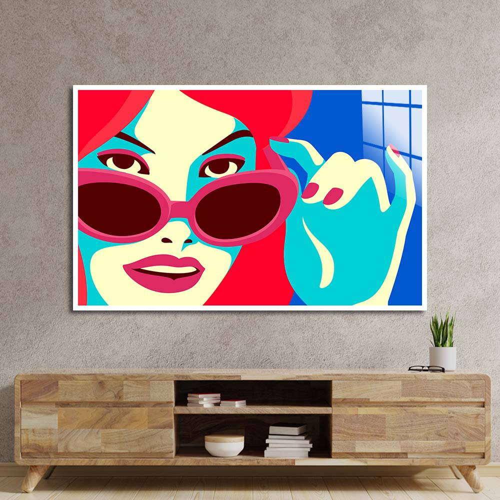 Retro Red Sunglasses Glass Wall Art - CreoGlass E-Shop
