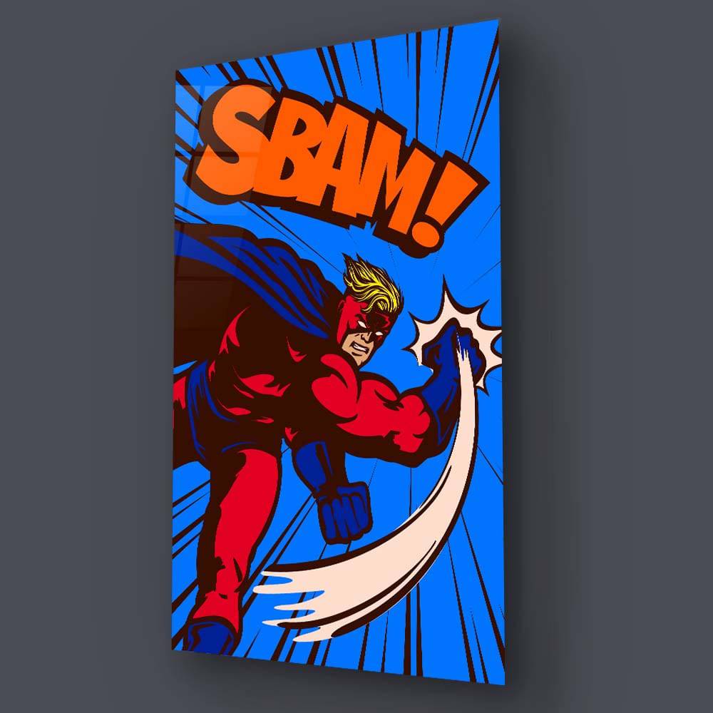 Retro Superhero Glass Wall Art - CreoGlass E-Shop