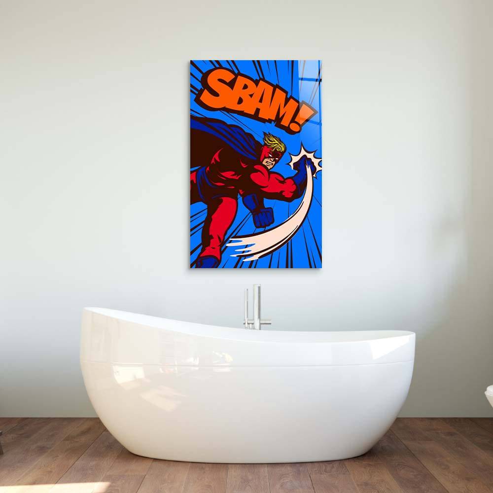 Retro Superhero Glass Wall Art - CreoGlass E-Shop