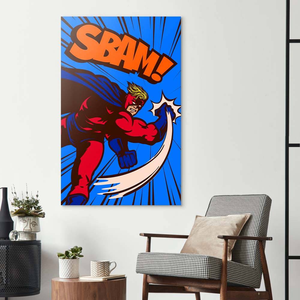 Retro Superhero Glass Wall Art - CreoGlass E-Shop