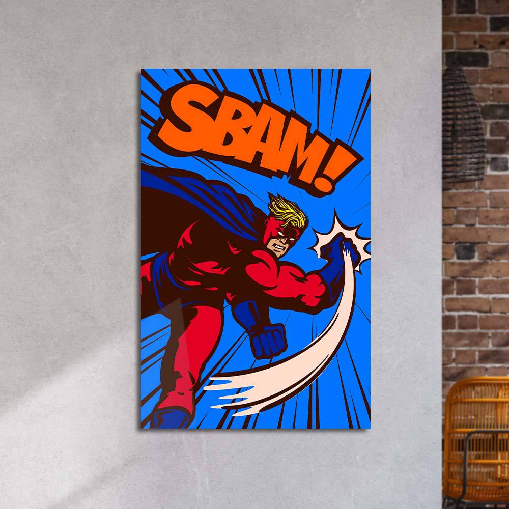 Retro Superhero Glass Wall Art - CreoGlass E-Shop