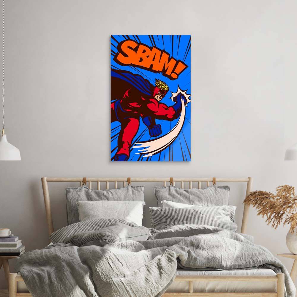 Retro Superhero Glass Wall Art - CreoGlass E-Shop